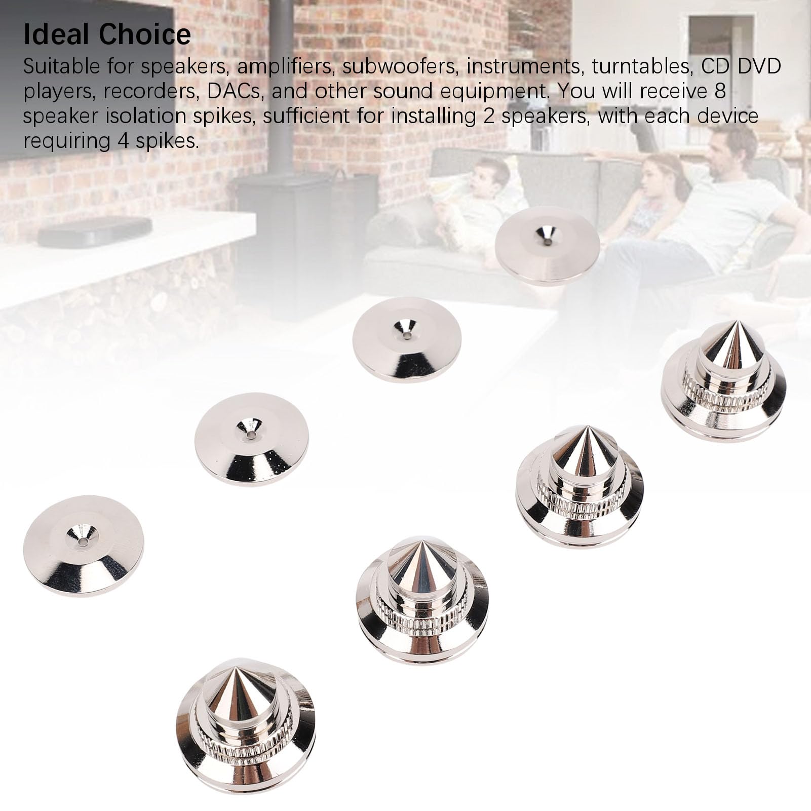Luocute Punte per Altoparlanti Protezioni per Pavimenti 8 Pezzi, Piedini di Supporto Isolanti Regolabili Antiurto per Amplificatore HiFi Subwoofer Registratore DAC Lettore CD DVD