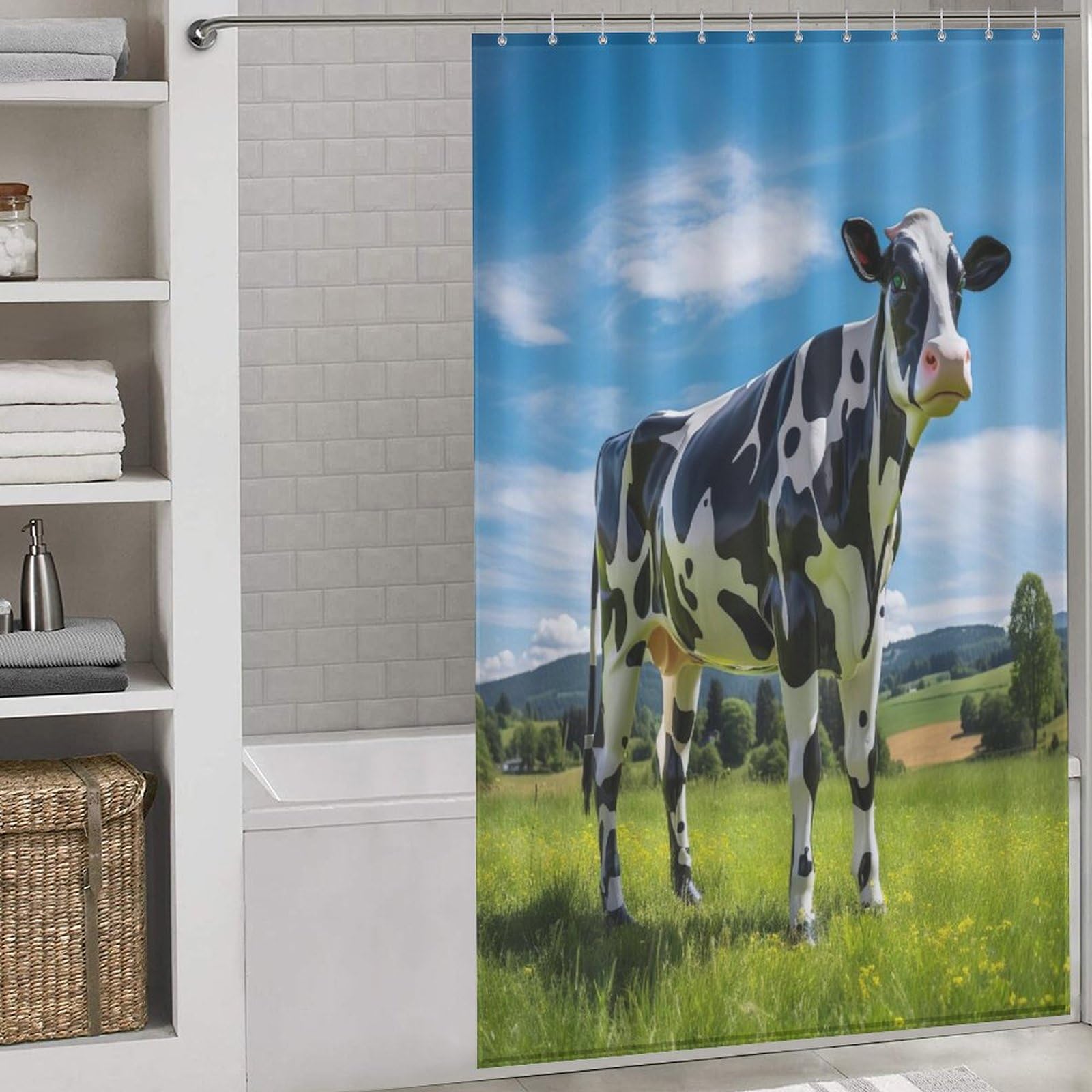 Rideau de douche vache haut de gamme en tissu résistant 140x183