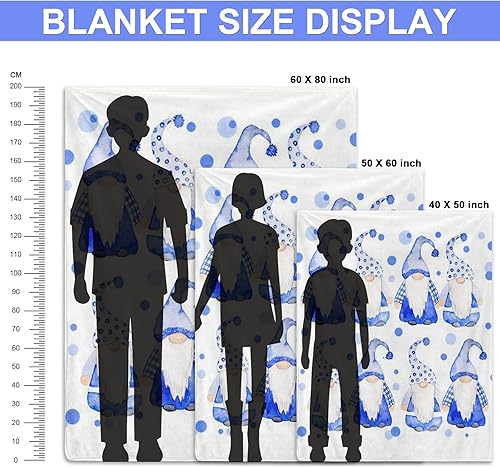 Miniatura 6 de Manta de Navidad de gnomo azul, manta de forro polar suave para sofá, decoración navideña de gnomo, manta de Navidad para mujeres, niños y