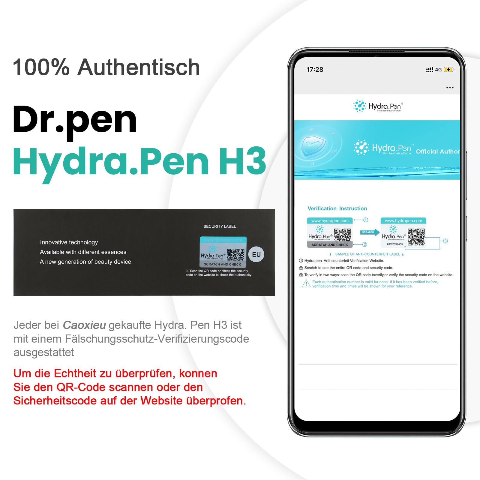 Hydra. Pen H3 Microneedling Pen Automatische Auftragung von Serum, Kabellos Derma Pen mit 5 Typen Ersatzpatronen für Gesicht, Körper, Haarwachstum Hautpflege, Fit Zu Hause & Unterwegs