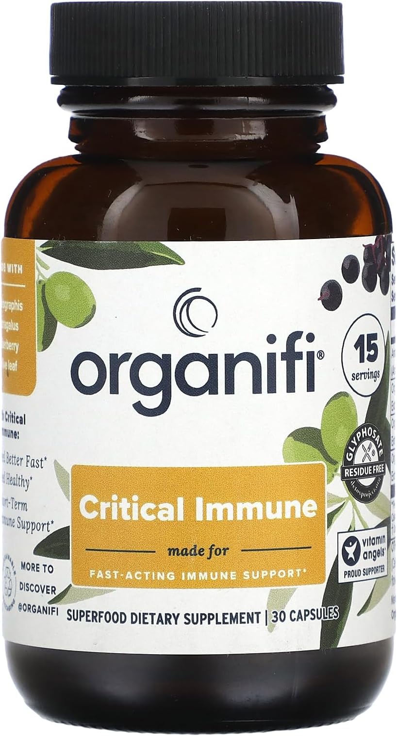 Critical Immune - Superfood Immune Support Blend - 30 Capsules - Powerful Blend of Elderberry, Andrographis, Astragalus and Olive Leaf Extract - Rich in Vitamin C and Antioxidants