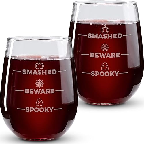 On The Rox Drinks Regalos de copa de vino de Halloween para mujeres, con texto en inglés "I Too Old For This Sheet Faced 2PC", juego de copas de