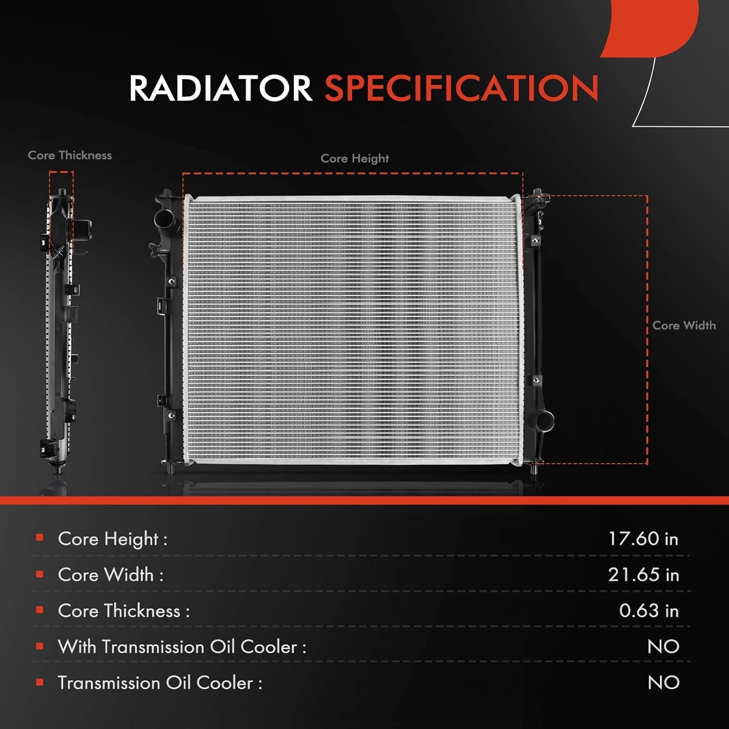 A-Premium Engine Coolant Radiator Assembly Compatible with Honda Civic 2016 2017 2018 2019 2020 2021 L4 2.0L, Manual Transmission
