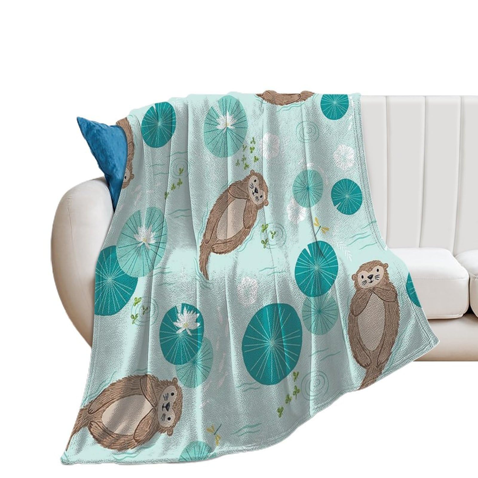 Otters Throw Blanket for Couch Super Soft Warm Lightweight Throw Blankets Cozy Flannel Bed Blanket Cute Decorative Blankets for All Seasons Home Decor Gift 50"*60"（130 * 150cm）