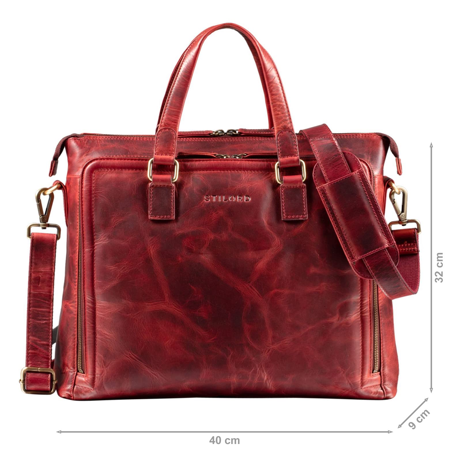STILORD "Claire Businesstasche Damen Leder 15 Zoll Laptoptasche DIN A4 Aktentasche Umhängetasche und Handtasche Büro Farbe:kara - cognac