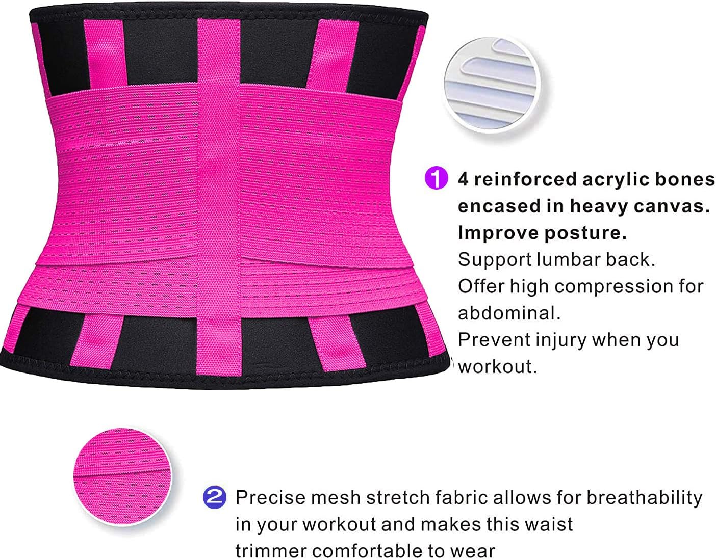 YIANNA Waist Trainer Belt for Women Waist Trimmer Weight Loss Workout Fitness Back Support Belts - Image 4