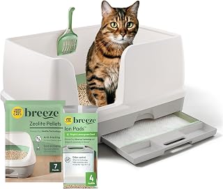 Purina Tidy Cats Breeze XL Litter Box System - Non-Clumping Zeolite Pellets, Ion Odor Pads for Multi-Cat Easy Clean