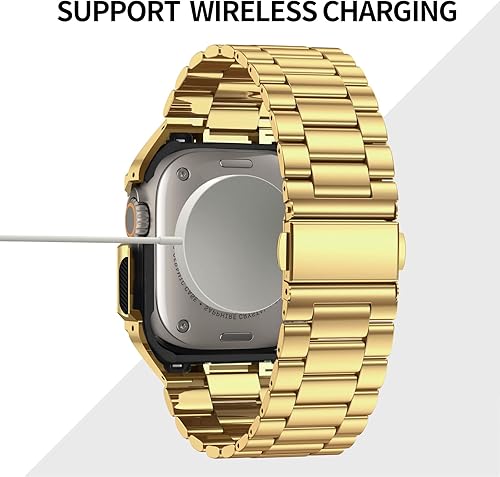 Miniatura 8 de V-MORO Compatible con Apple Watch de 49451.732 in Series Ultra876SE54 con parachoques de metal, correa de lujo para hombre de repuesto de metal +