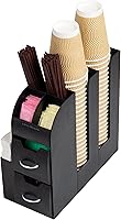 Vista 5 de Mind Reader Cup and Condiment Station, Countertop Organizer, Coffee Bar, Kitchen, Stirrers, 5.35"W x 11.25"L x 11.15"H, Black