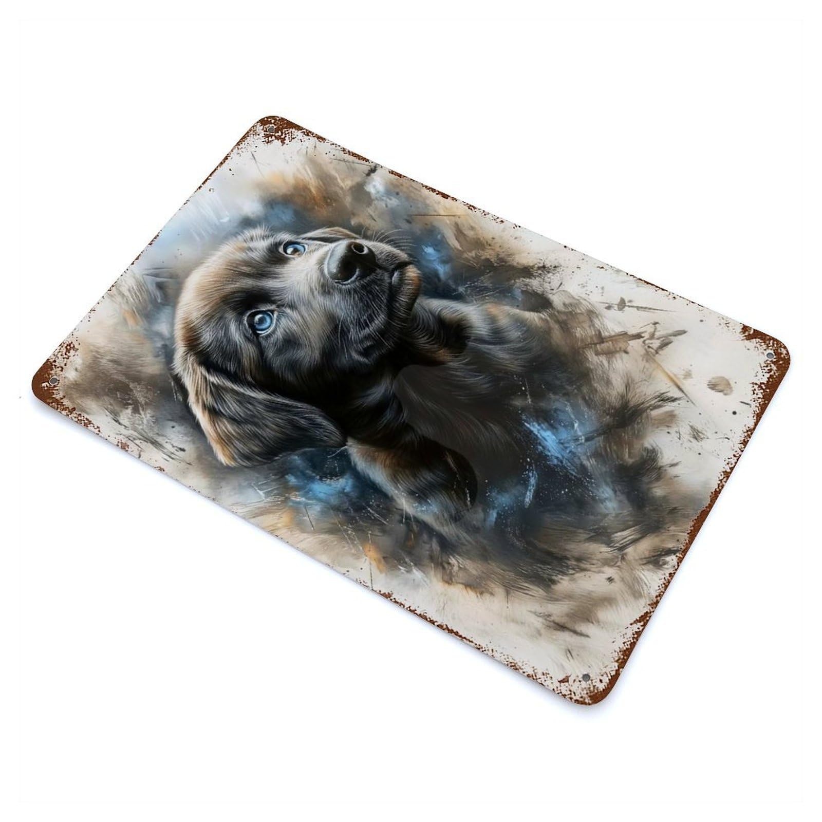 Puppy Labrador Portrait Vintage Rust Metal Sign 11.8"x7.9", Farmhouse Wall Decor for Garage, Pub Or Kitchen