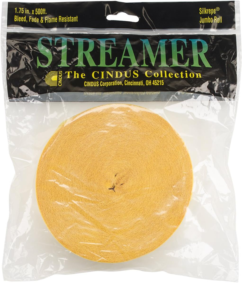Yellow Crepe Paper Streamer | 1.75 in. x  500 ft.