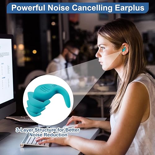 Miniatura 4 de 3 pares de orejeras con cancelación de ruido para dormir, escuchar en silicona flexible para dormir, reutilizables, conciertos, viajes, estudio,