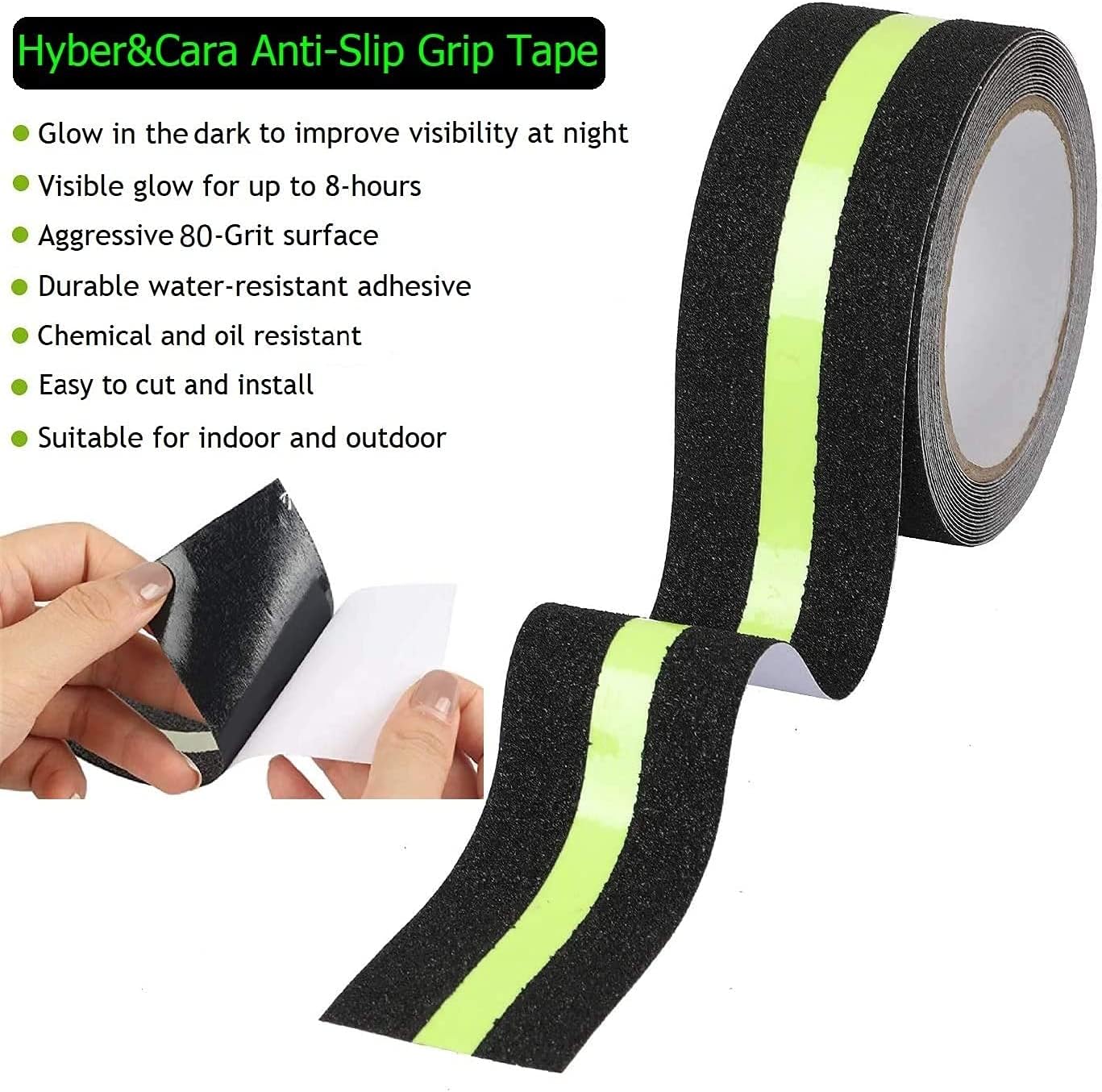 Hyber&Cara Anti Slip Grip Tape Glowing in Dark, Non Slip Adhesive Stair Treads - Image 4