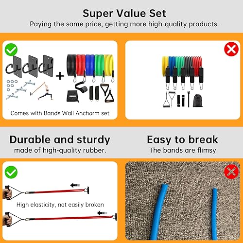 Miniatura 3 de Bandas de resistencia con asas para entrenar, juego de bandas de resistencia con anclaje de pared, equipo de entrenamiento de fuerza para ejercicio