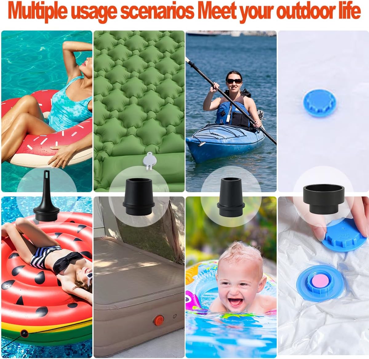 Portable Air Pump for Inflatables, Ultra-Mini Air Mattress Pump 4X with 2400mAh Battery & Camping Light,Wireless Air Pump for Outdoor Travel Swimming Rings, Pool Floats, Sleeping Pads,Vacuum Bag - Image 6