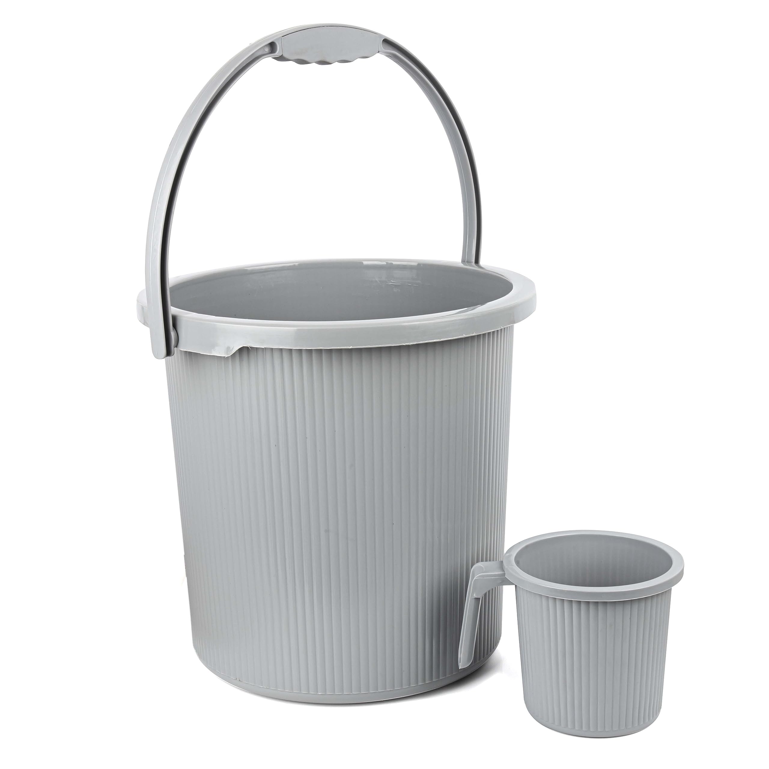 ZORROW MART Strong Plastic Bucket Mug Bathroom Set of 2 for Kitchen & Bathroom (25 Liter) (LIGHT GREY) (B0CH4TJLCX) Amazon Price History, Amazon Price Tracker