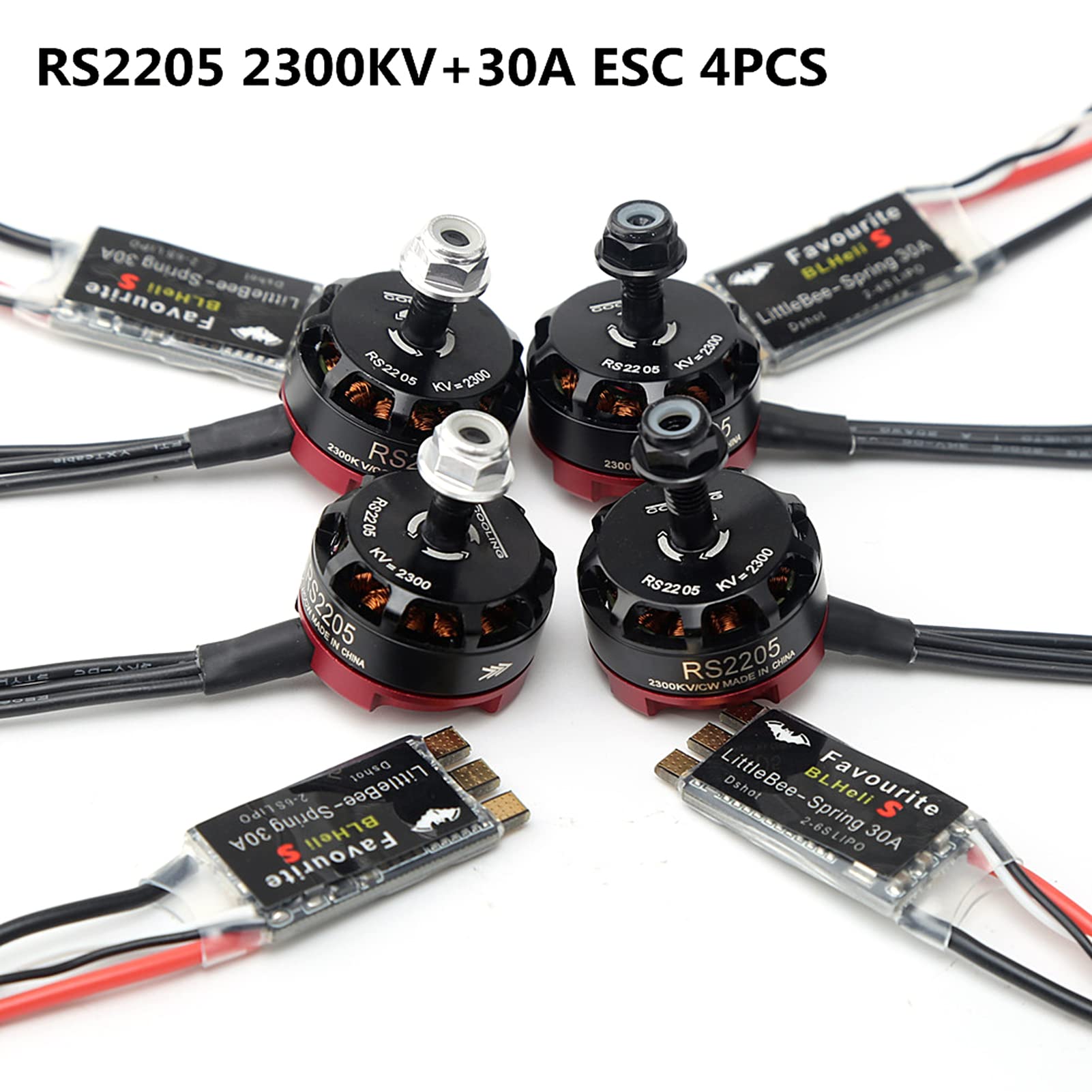 Hanzete 2205 2300KV Motore Brushless 4 pz Motore Rotante Inverso Avanti e 4PCS 30A ESC per FPV RC Racing Drone Multicopter
