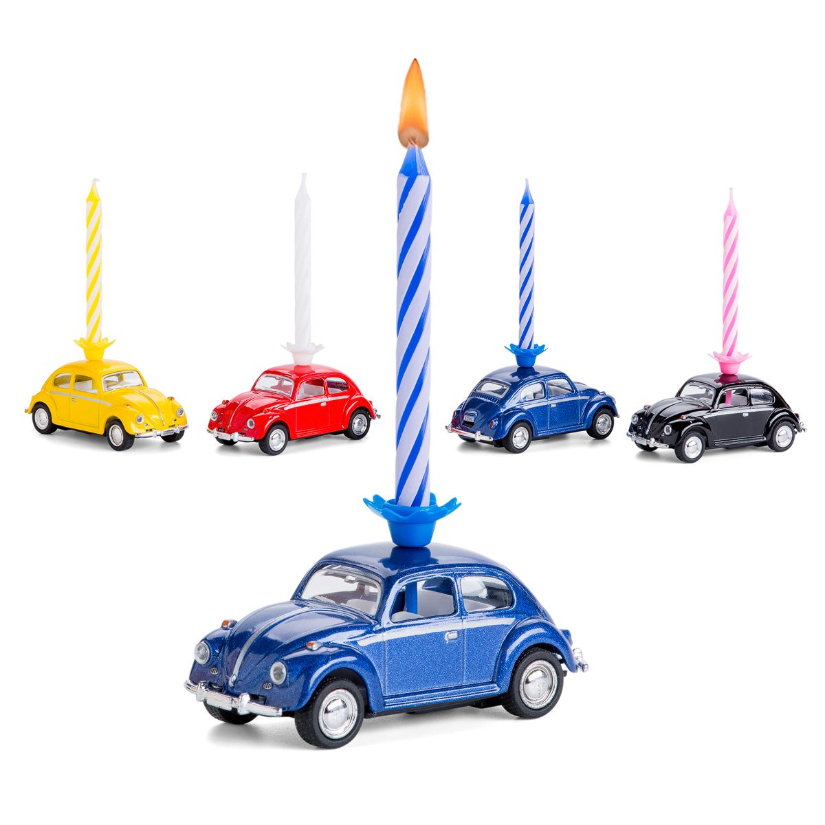 corpus delicti :: Kerze auf Rädern – kompatibel mit VW Käfer 4er Set gemischt (blau, gelb, rot, schwarz) (20.5K4er)