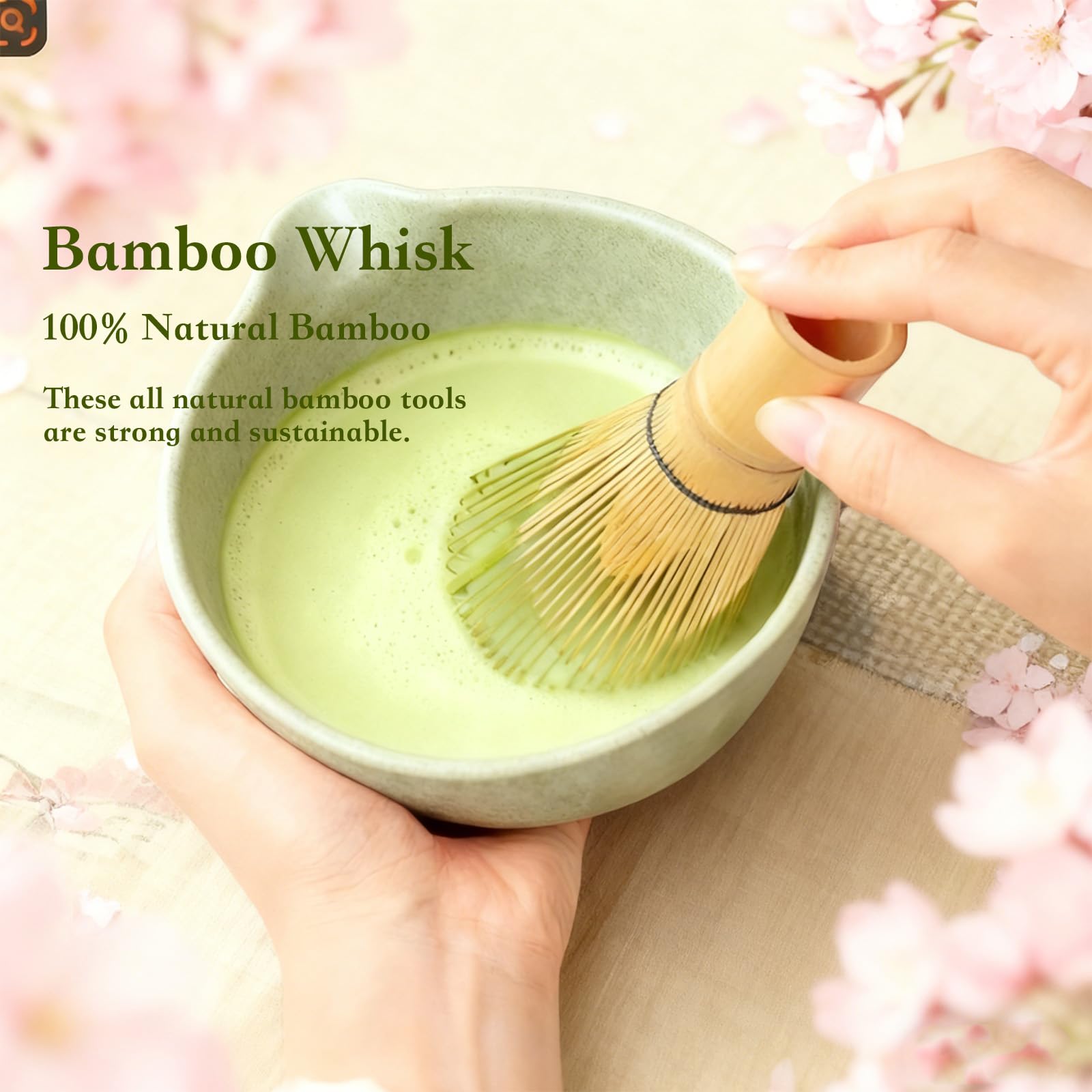 Matcha-Schneebesen-Set, 5-teilig, Grün