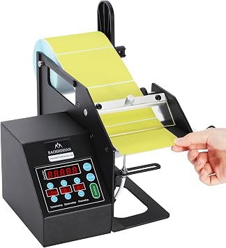 BAOSHISHAN Automatic Label Dispenser, Automatic Counting Label Stripper Speed Adjustable, Label Separator Machine for Printed Translucent Opaque Labels Width 120mm/4.7inch