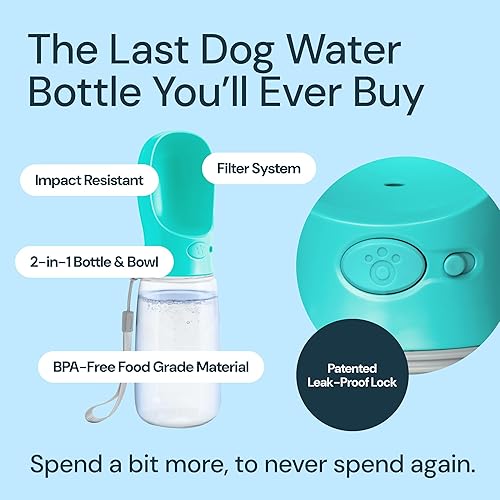Miniatura 3 de MalsiPree Dog Water Bottle Leak Proof Portable Puppy Water Dispenser with Drinking Feeder for Pets Outdoor Walking Hiking Travel 12oz Blue, 12oz