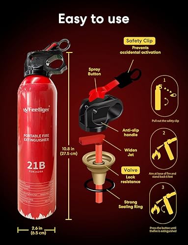 Miniatura 4 de Extintor de incendios de 2 unidades, pequeños extintores para la casa, extintor portátil a base de agua para el hogar, automóvil, cocina, barco,