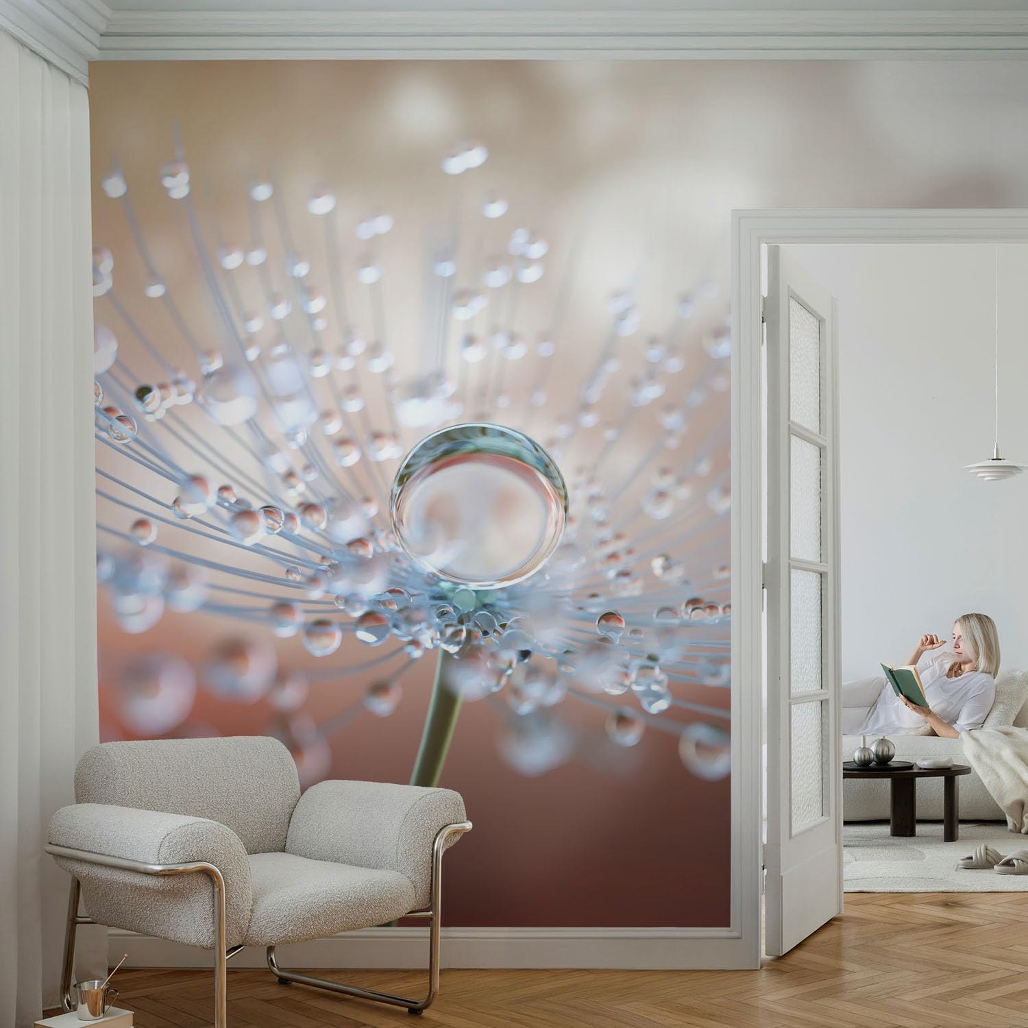 Papel Pintado Textil 208x146 cm Una gota sobre un diente de león