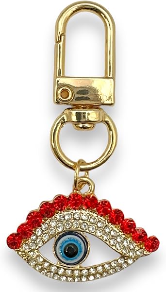 Auspicious Evil Eye Clip Keychain | Good Luck Bag Charm | Protection Gift for Women Including Drawstring Pouch