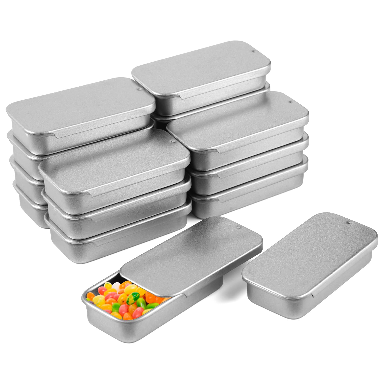 Lot De 8 Boîtes Métalliques – Rangement Portable | 9,5 X 6 X 2 Cm, Couvercle Coulissant, Idéal Pour Bijoux, Cosmétiques