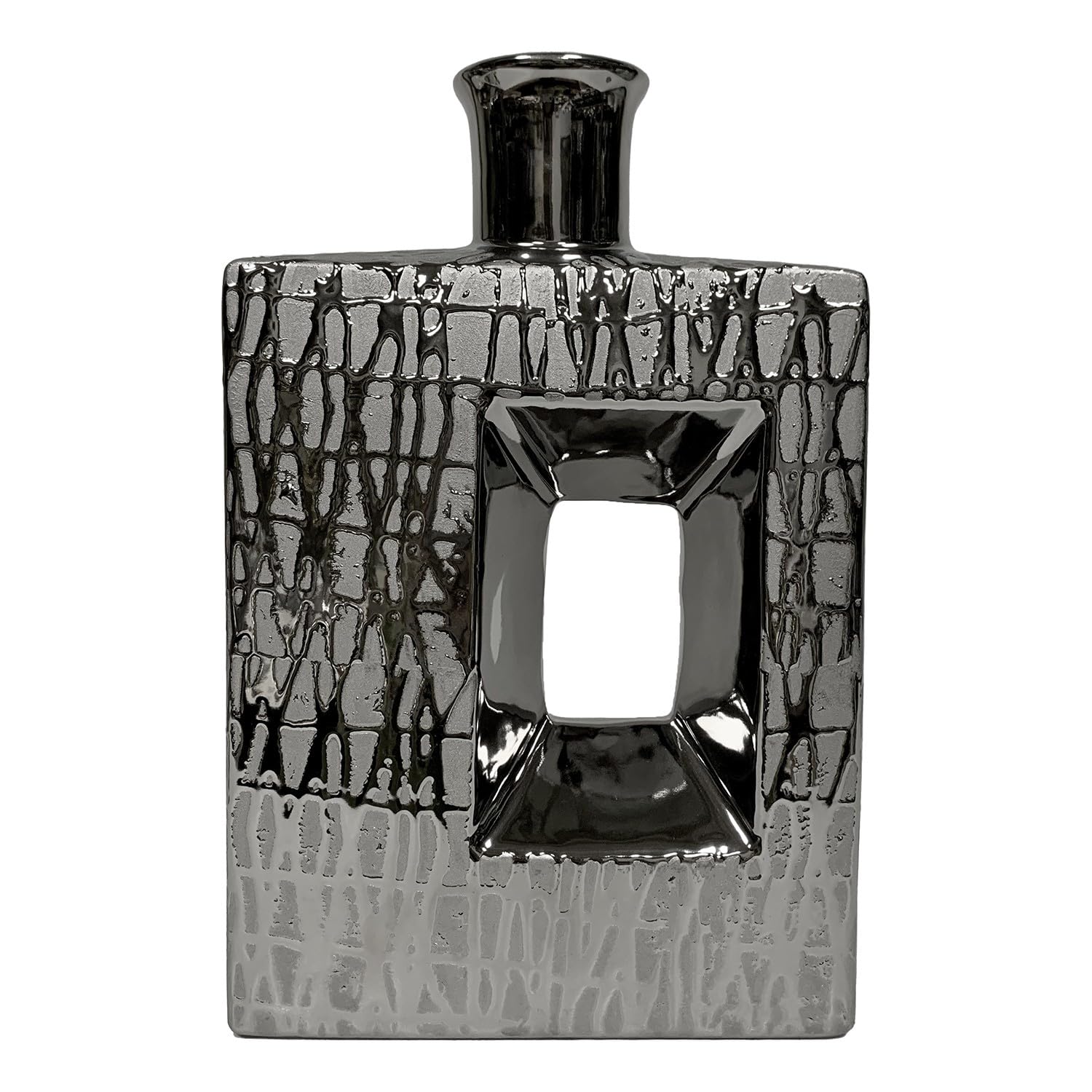 Vase en céramique argenté 7x18x28cm pour décoration de table moderne