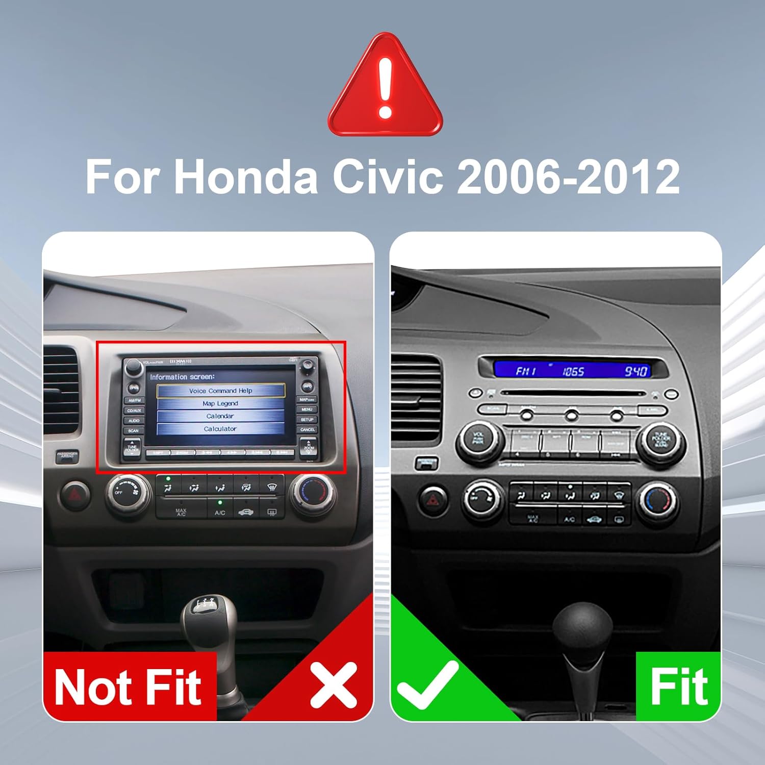 Android 14 Car Radio for 2+32G Honda Civic 2006-2012 10.1'' Touchscreen Car Stereo with Carplay Android Auto Backup Camera Mirror Link GPS Navigation WiFi Bluetooth FM Steering Wheel Controls