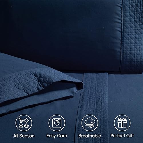 Miniatura 9 de Elegant Comfort Lujoso juego de sábanas acolchadas de 4 piezas, caja de regalo, calidad egipcia de 1500 hilos, suave, resistente a las arrugas,