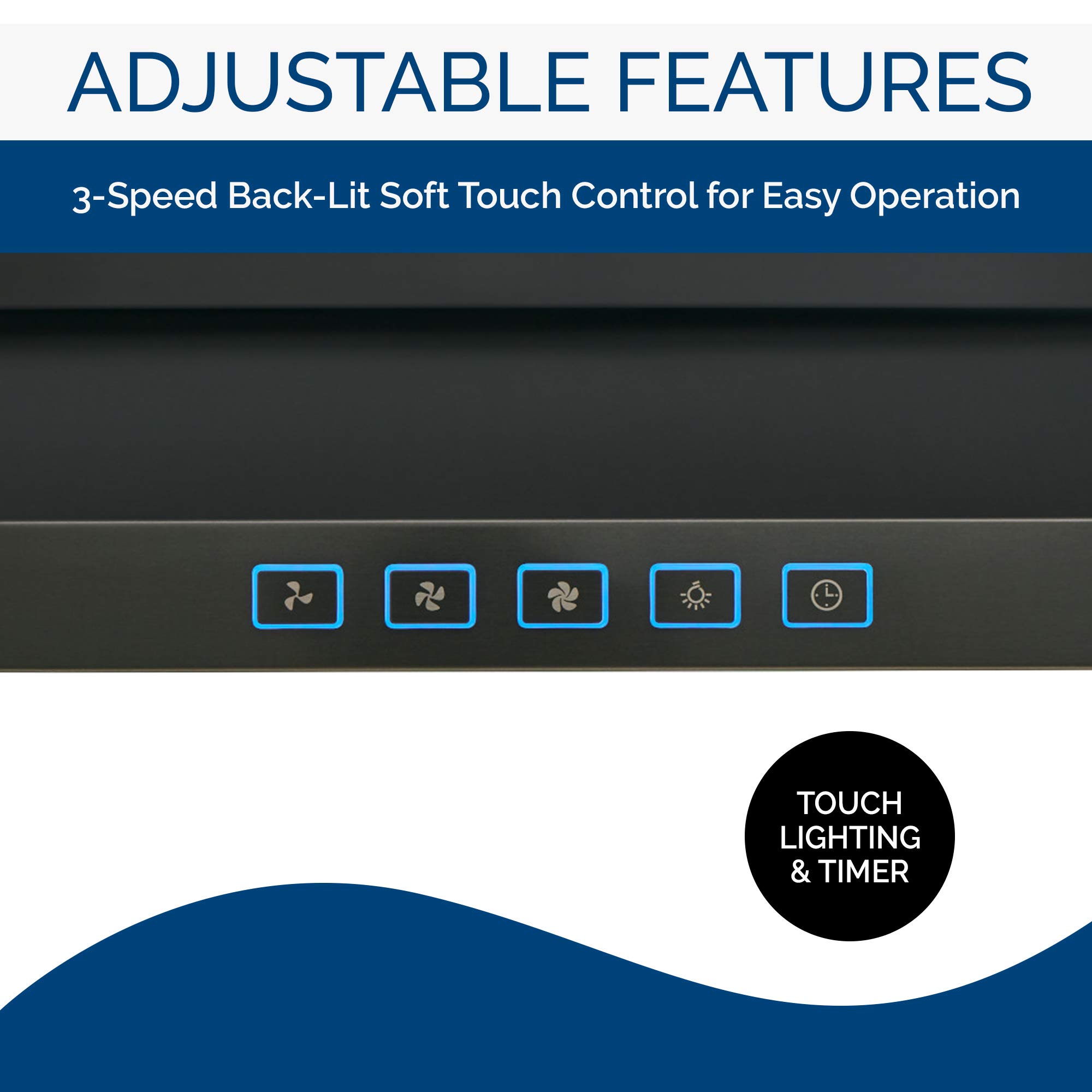 Broan-NuTone BWS2304BLS Convertible Wall-Mount LED Lights Low-Pyramidal Chimney Range Hood, 30-Inch, Black Stainless Steel Legacy