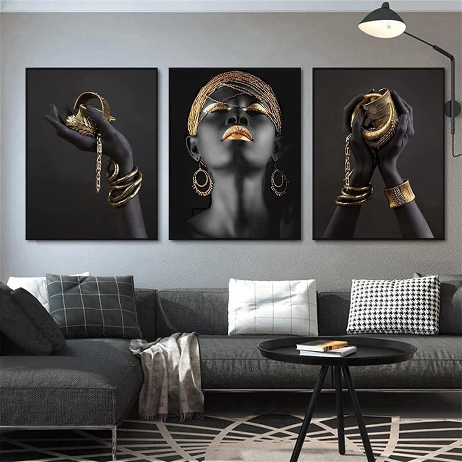 LPFNSF Modern Art Decoration Poster, Gold and Black African Women's Decoration Poster, Living Room, Bedroom - Image 2