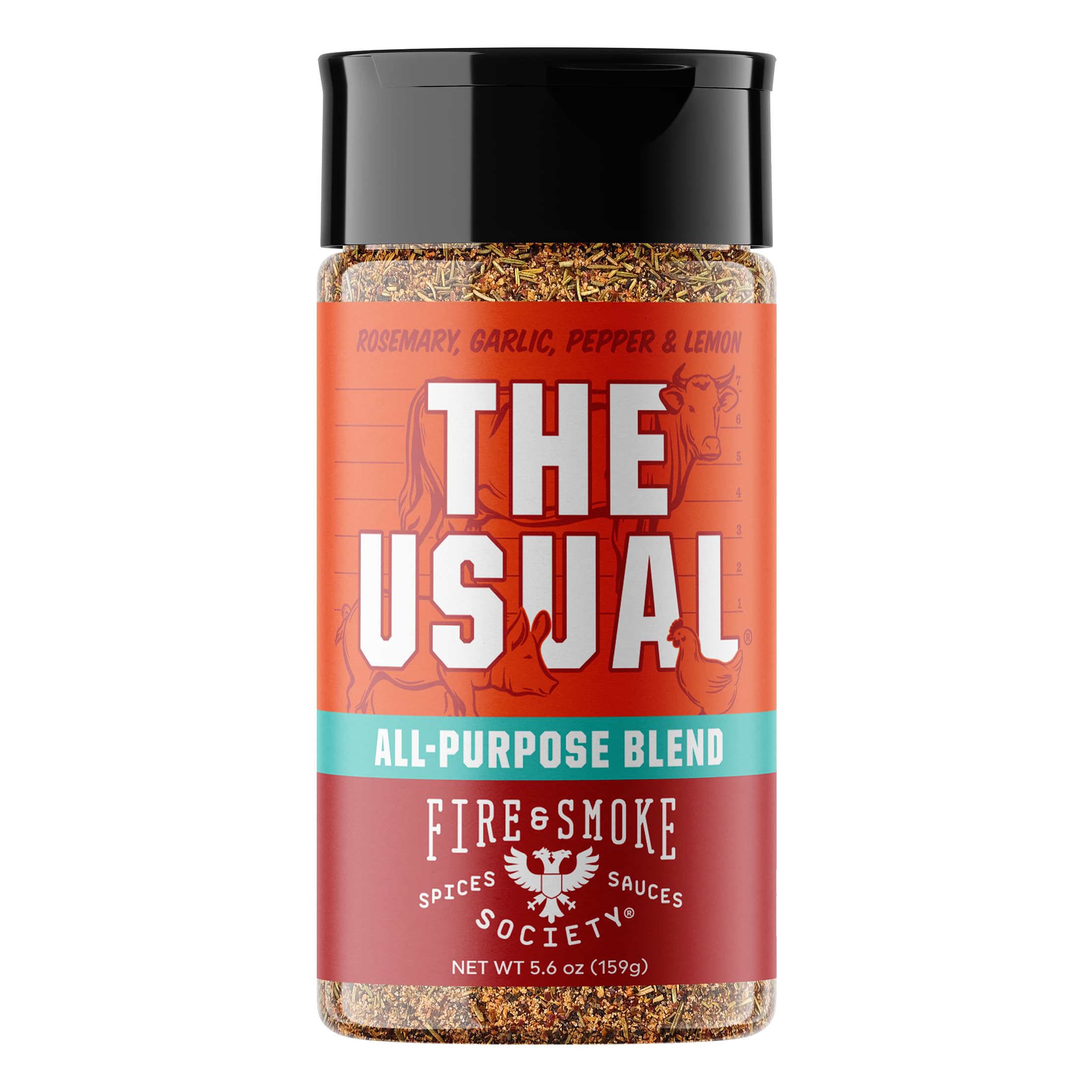 Fire & Smoke SocietyThe Usual All Purpose BBQ Seasoning | BBQ Rubs for Smoking and Grilling | Chicken, Pork, Burgers | M 5.6 oz