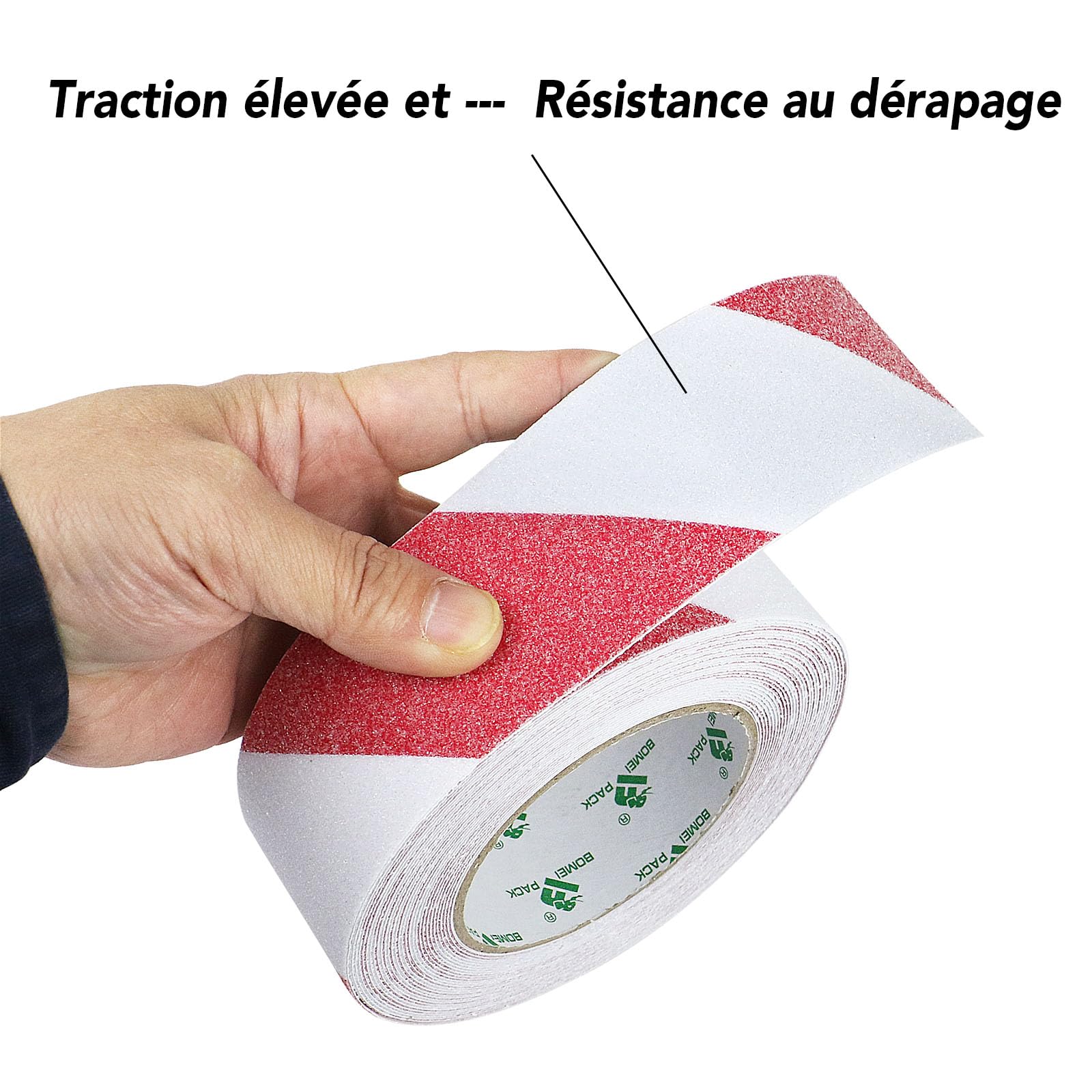Ruban Antidérapant Rouge Et Blanc 5cm X 5m (Lot 2) - Bande Adhésive Haute Traction Pour Escaliers Et Sols