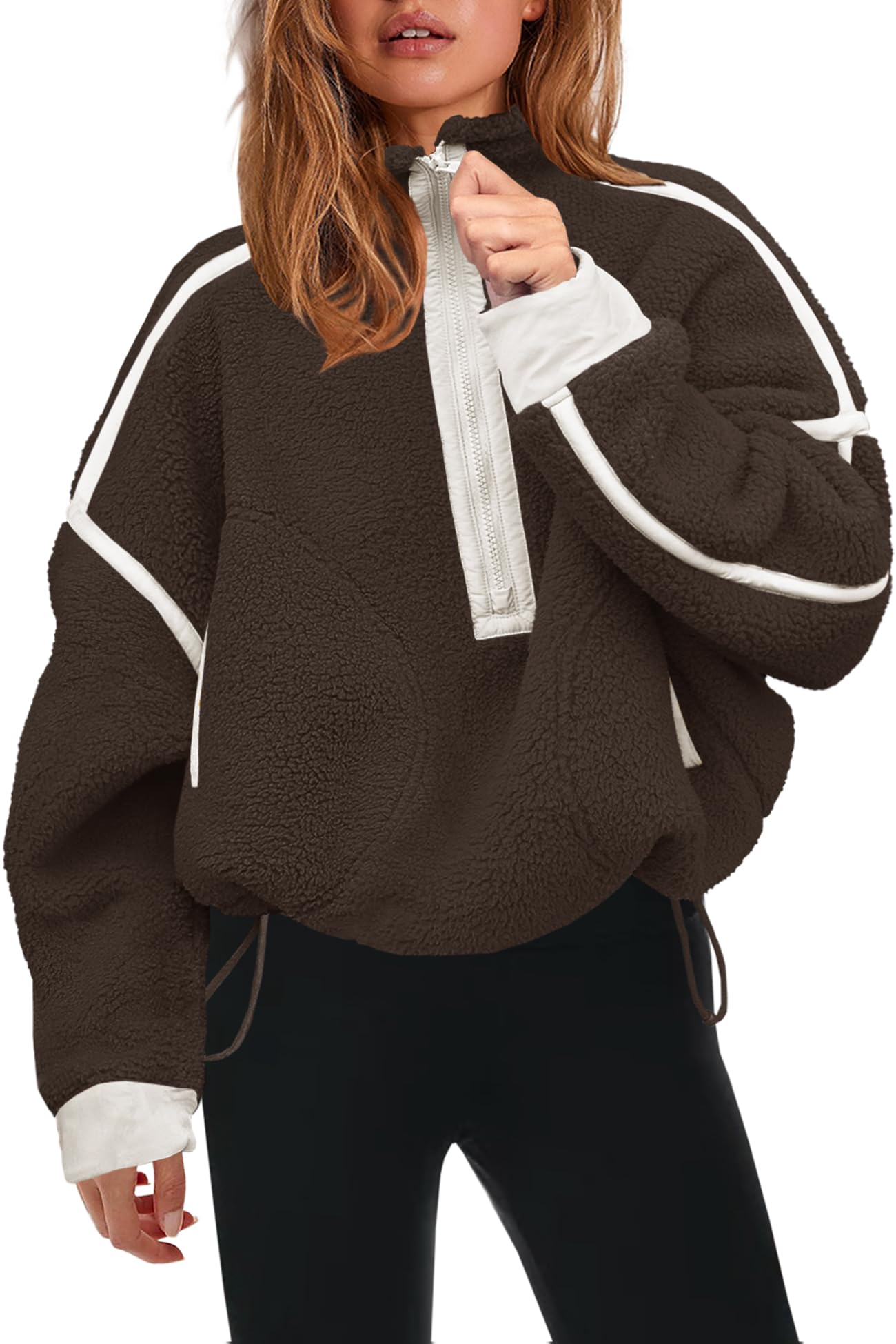 Panadila Womens Half Zip Fleece Pullover Sherpa Jacket