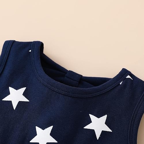 Miniatura 4 de Guodeunh Vestido de 4 de julio para niña pequeña, traje para el Día de la Independencia, bandera estadounidense, estrellas, rayas, patriótico, ropa