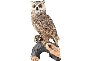 Perching Forest Owl on Stump Resin Garden Decor