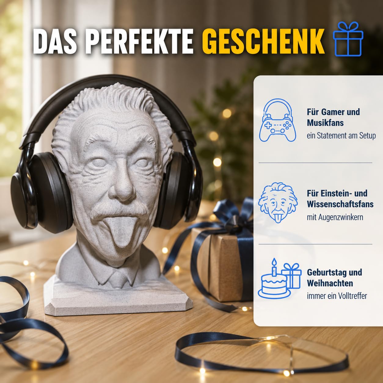 Generisch Albert Einstein Kopfhörerhalter, Brillenhalter, Kopfhörer Ständer, Statue, Schreibtisch Dekoration,