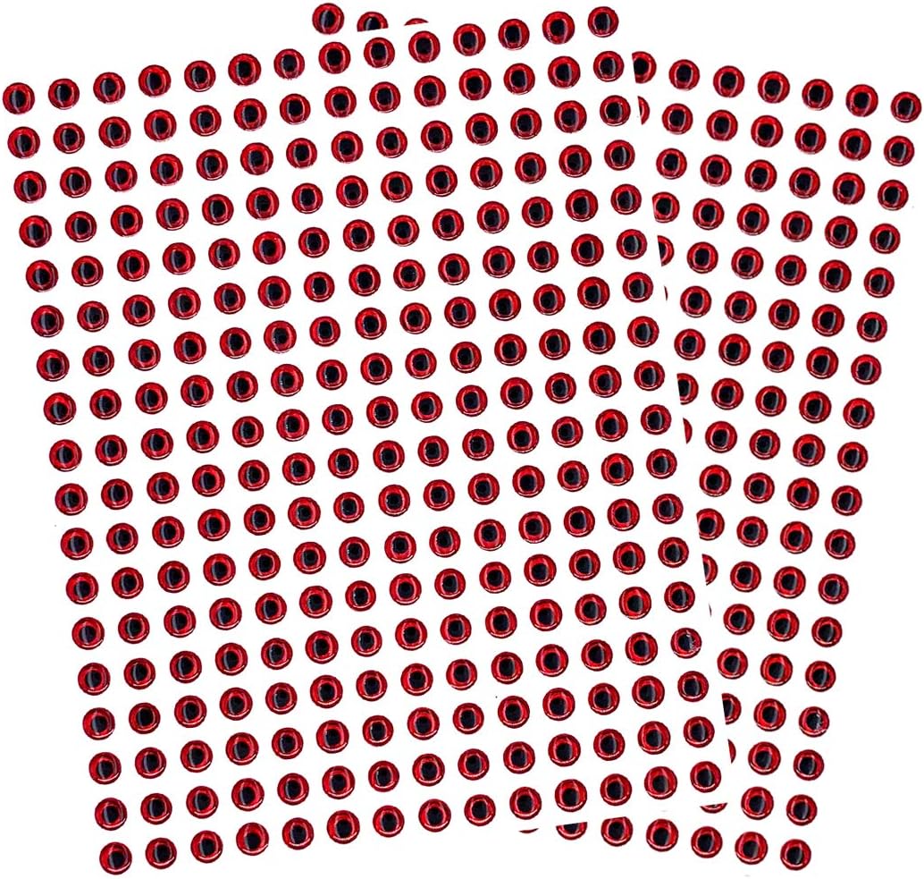 5mm 3D Fish Lure Eyes, 500 Pcs Red, for Custom Lure Making and Tackle Enhancement, Adhesive Backing, Ideal for Freshwater and Saltwater Fishing Lures
