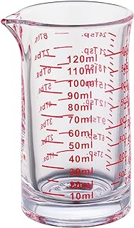 Ackers 4 Oz Glass Measuring Cup,Borosilicate Shot Glass with V-Shaped Spout-Red Line