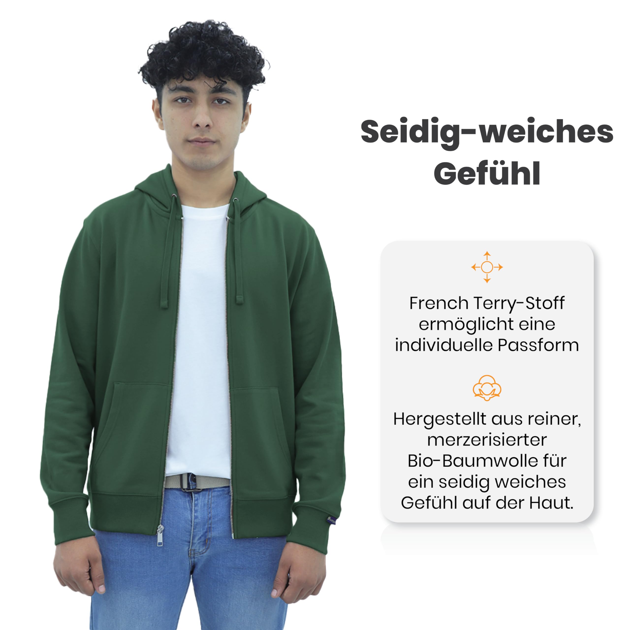SoftSpun Zip Hoodie für Herren und Frauen | 100% Baumwolle Kapuzenjacke Herren