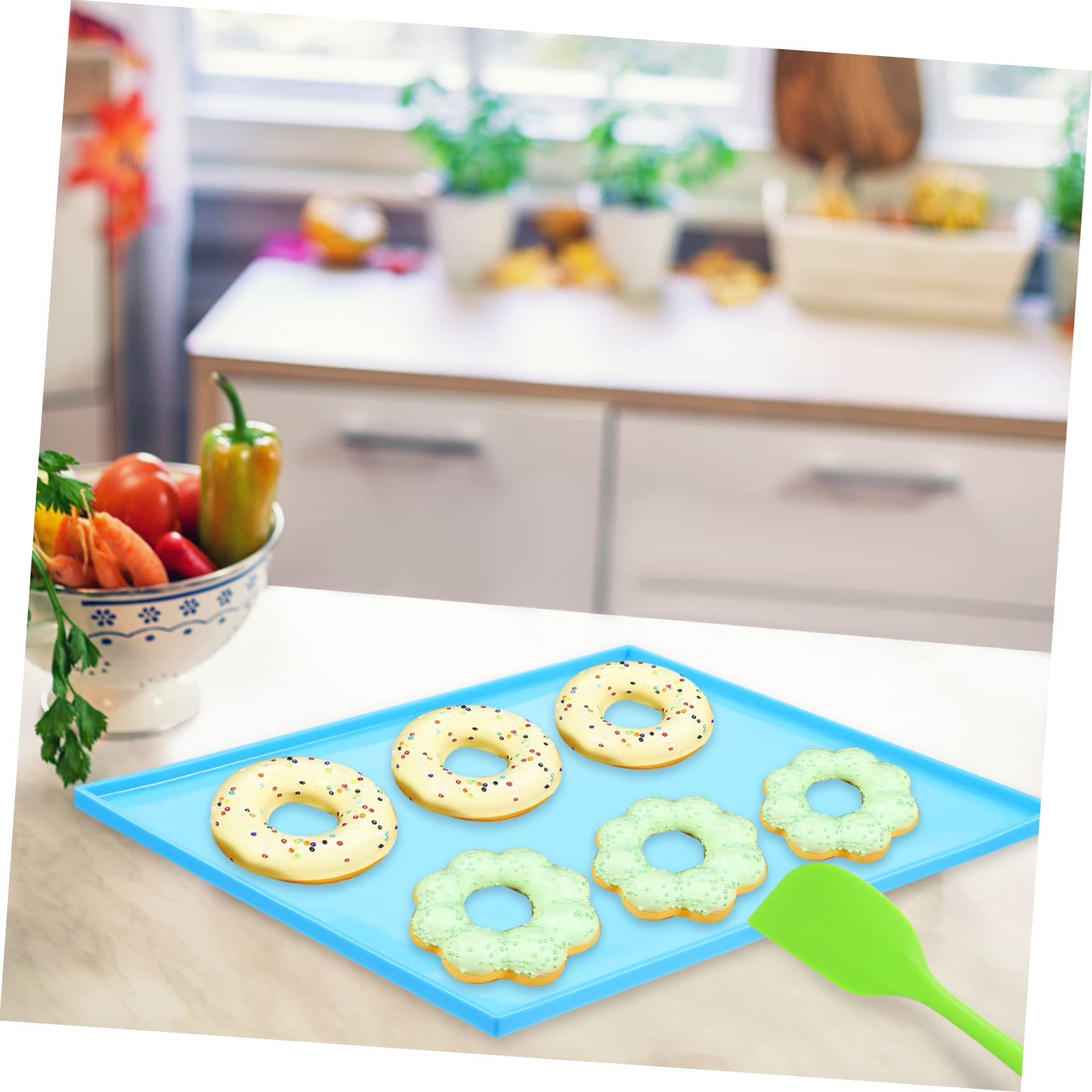 COLLBATH Silikon Backmatte mit Rand Antihaftbeschichtet 50 °c bis 250 °c Hitzebeständig mit Spatel Leicht zu Reinigen für Backofen