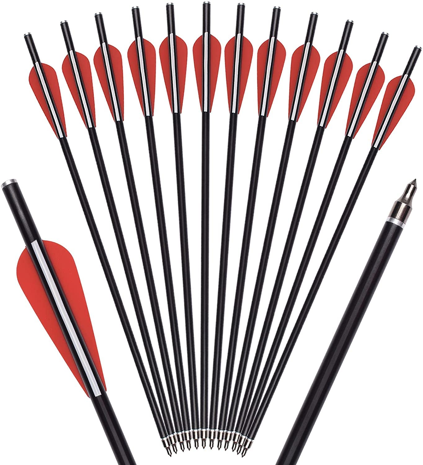 Arbalète boulons flèches Fibre de Verre 12 "14" 16 "Chasse tir à l'arc Cible flèche avec remplacé 100 Pointes de flèche Plates encoches