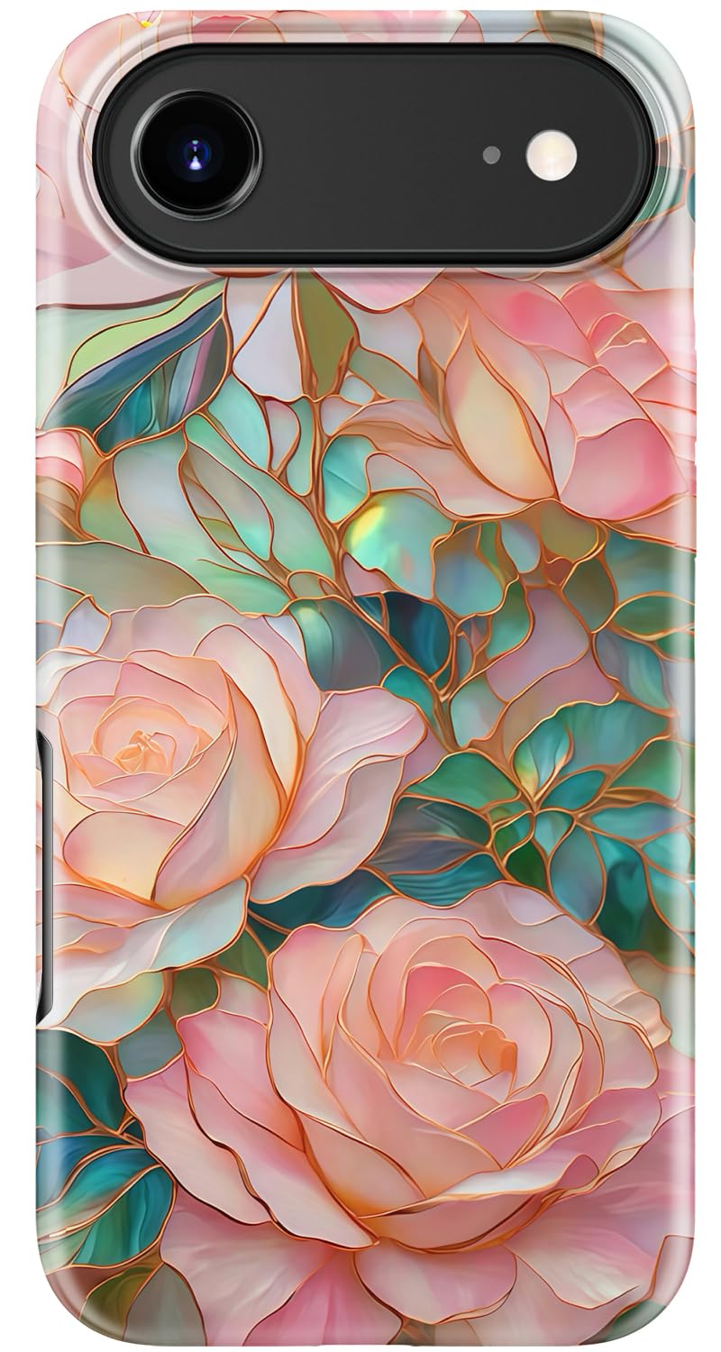 Goodon for iPhone 17 Pro Max Case Cute, Preppy Floral Design,Slim Silicone Protective Hard Cover, Wireless Charging Compatible Aesthetic Glossy Y2K Phone Cases for Women Girls, Marbled Floral Veins — view 76