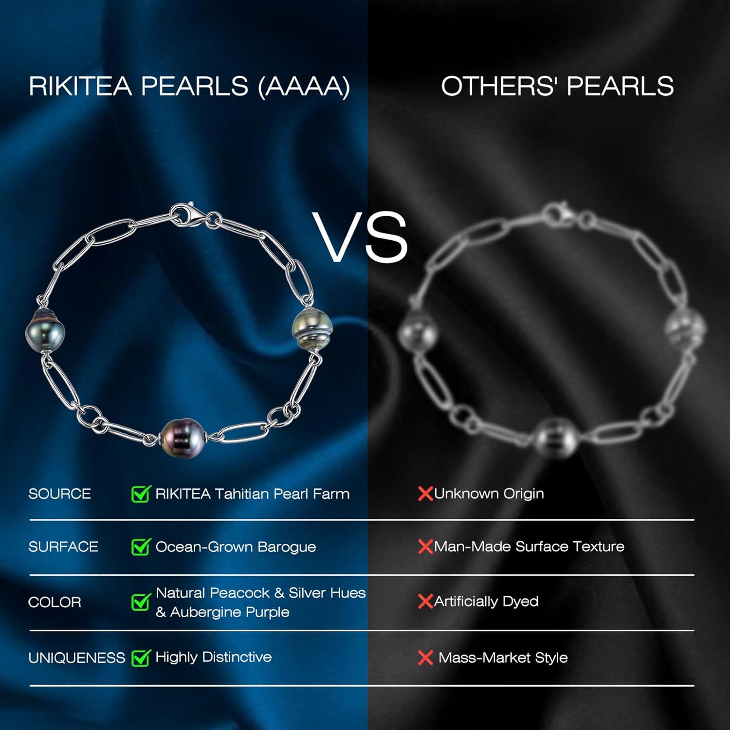 Genuine Tahitian Pearl Bracelet for Women - 3pcs 9-10mm Ocean-Grown Baroque Pearls, Wedding Anniversary Birthday Christmas Gift for Wife Mom Girlfriend Daughter Grandma, Length 6.2”+ 2” Extender - Image 3