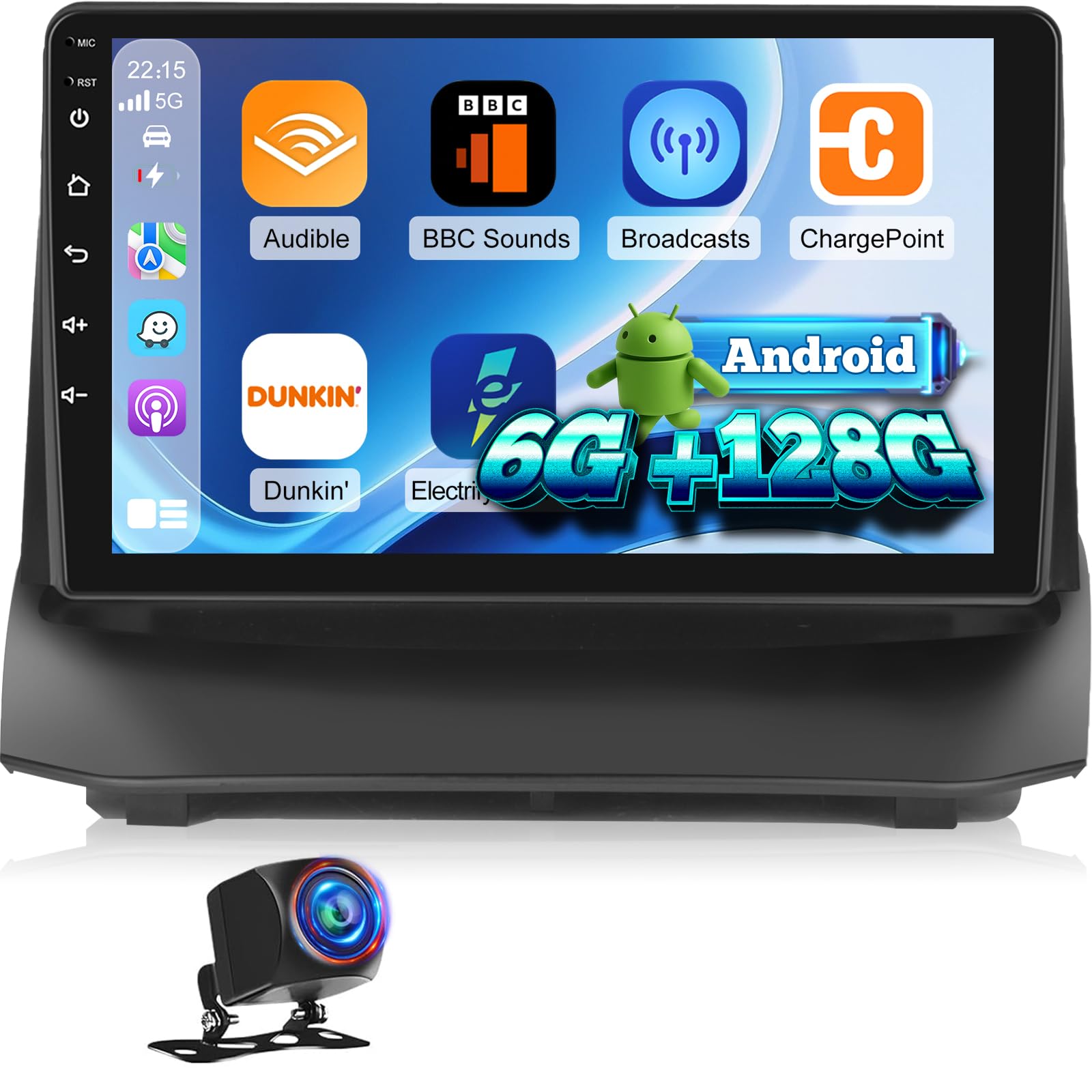 NHOPEEW Autoradio 8 Core 6+128G Android per Ford Fiesta 2009-2017 con Carplay wireless e Android Auto DSP Wifi GPS Comandi al volante Vista panoramica a 360