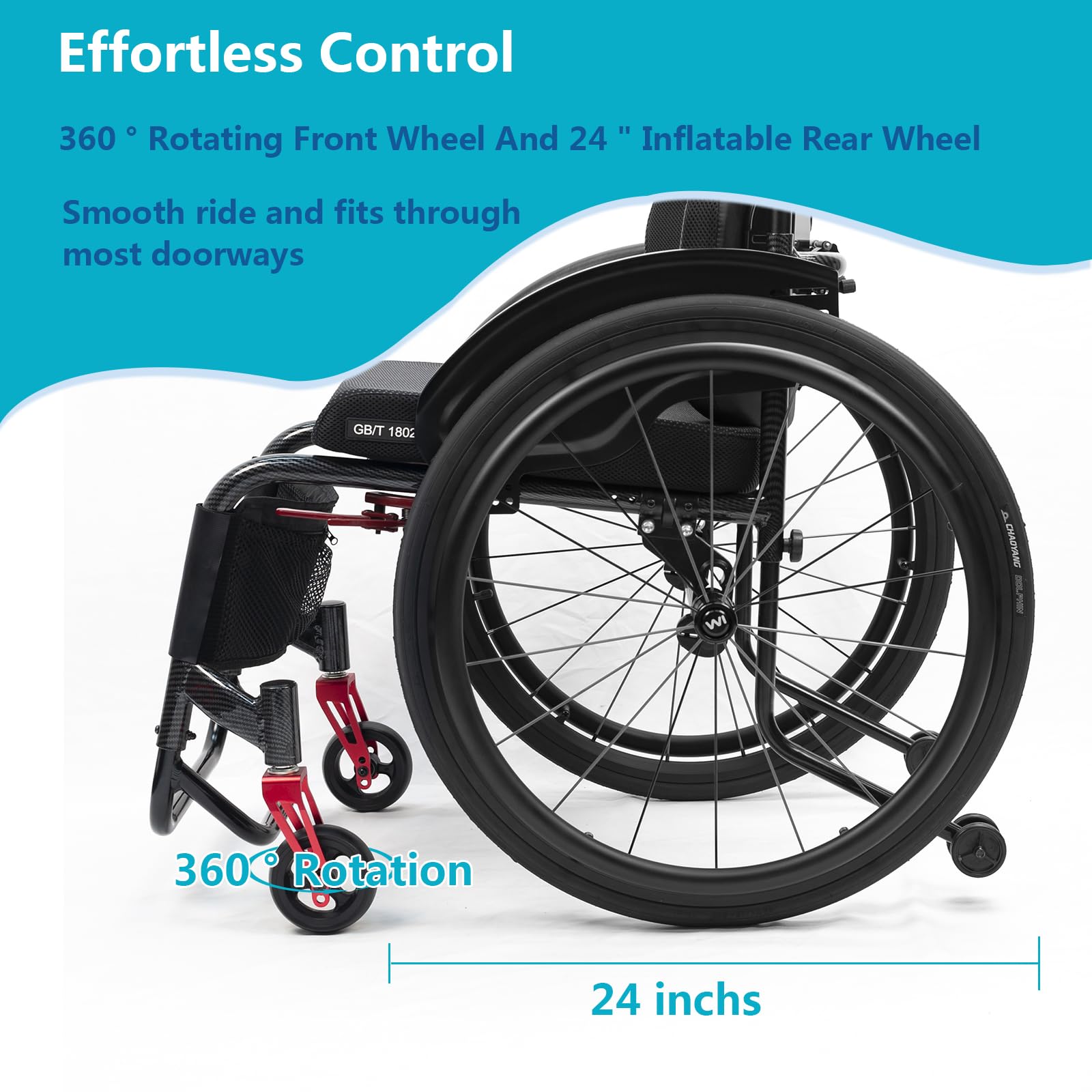 Sillas de Ruedas Adulto, deportiva, Silla de ruedas manual, Aluminio, Autopropulsable, Para minusválidos(38cm/14.9in Seat,Blue)