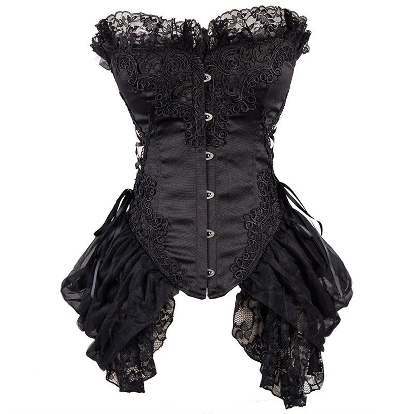 Generico Corsetto Donna Medievale Stecche Pizzo Spalline Stile Corte